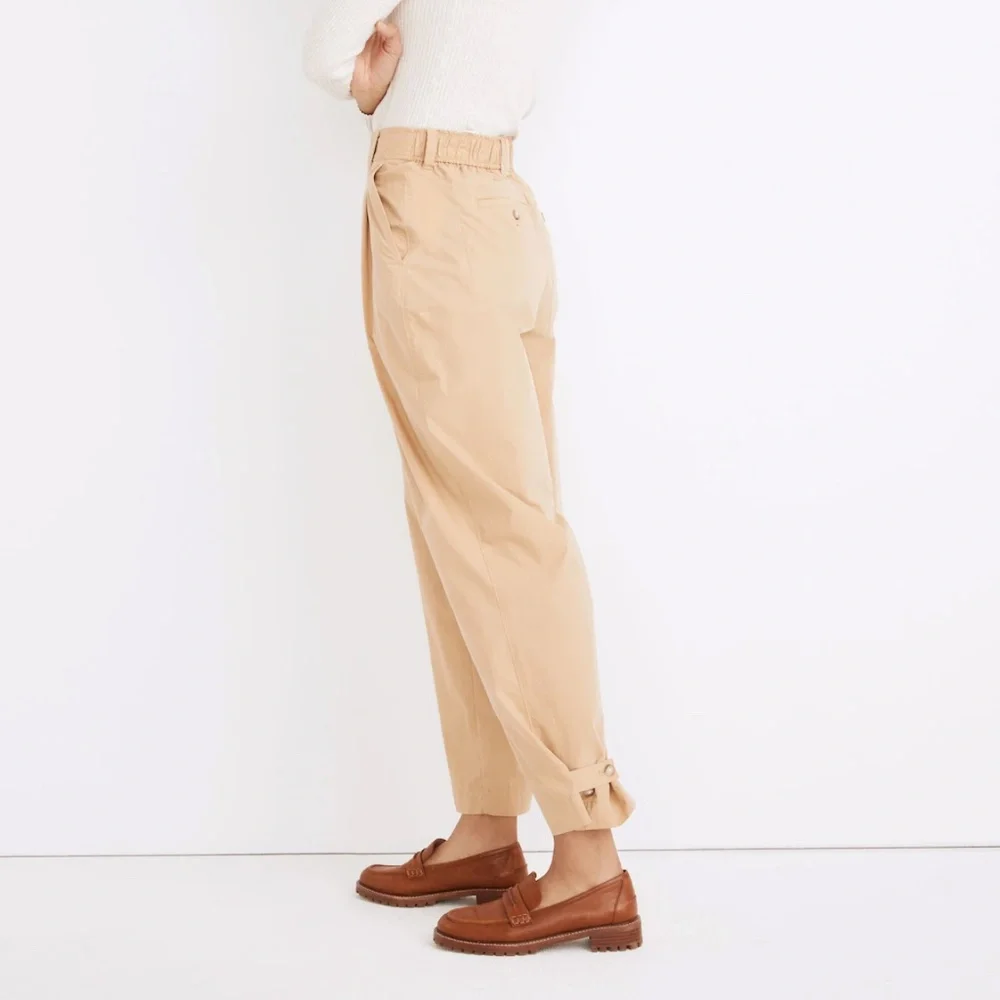 Madewell Pleated Pull-On Balloon Pants Desert Dune Size 12 - Picture 2 of 15